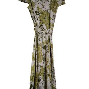 Karin Stevens Dress, Size 10, Green/Cream